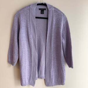 Preswick & Moore Petite Lavender Open Front Knit Cardigan Sweater
